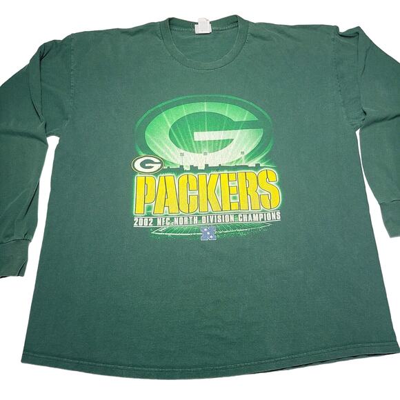 Green Bay Packers 2002 NFC Division Champion Mens 2XL Long Sleeve T-Shirt Lee - Picture 1 of 5